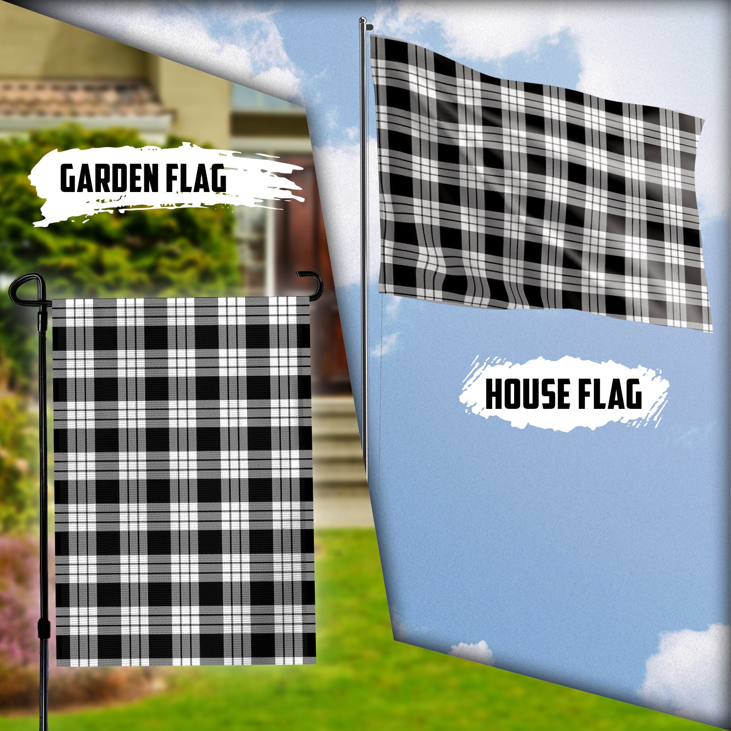 MacFarlane Black White Tartan Flag Garden Flag (Vertical) - Tartan Vibes Clothing