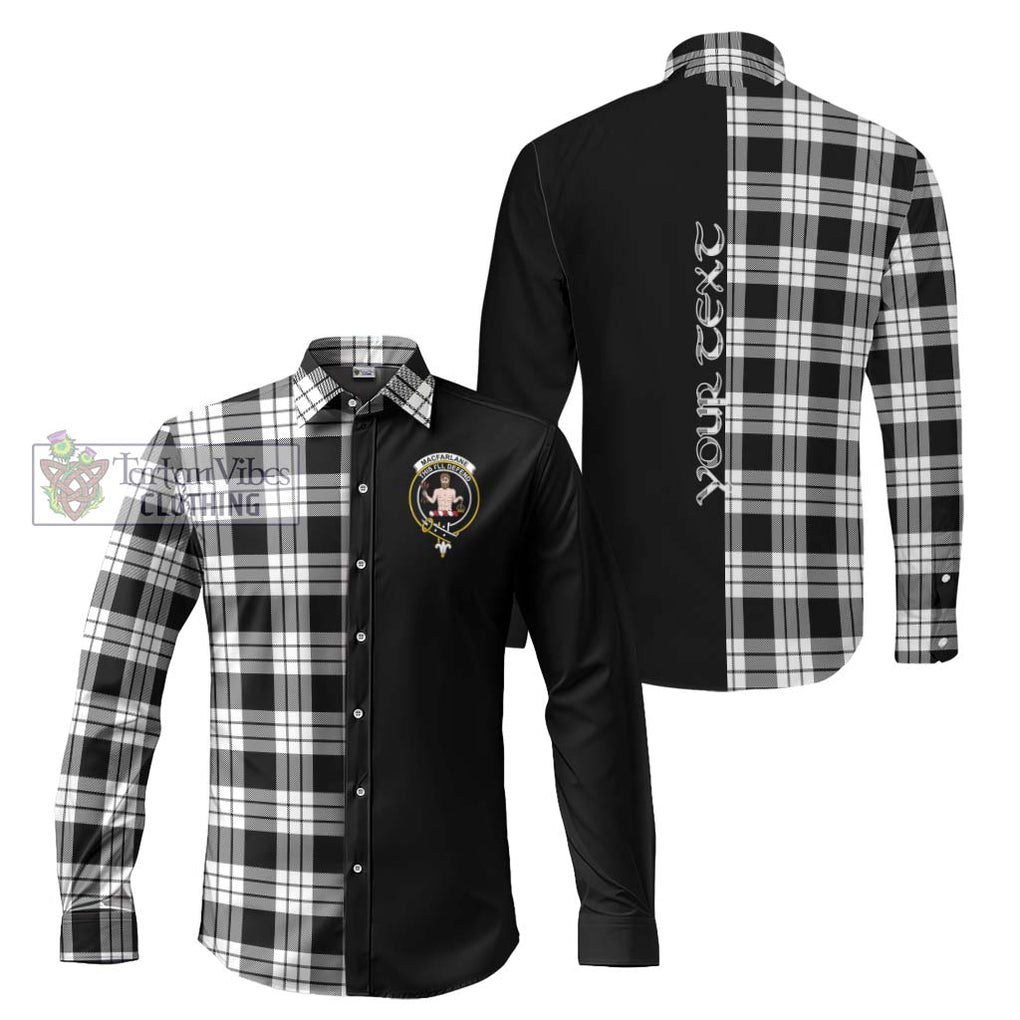 MacFarlane Black White Tartan Long Sleeve Button Shirt with Family Crest and Half Of Me Style Men's Shirt S - Tartanvibesclothing Shop