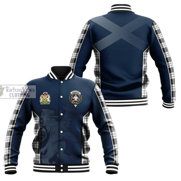 MacFarlane Black White Tartan Baseball Jacket with Family Crest and Lion Rampant Vibes Sport Style