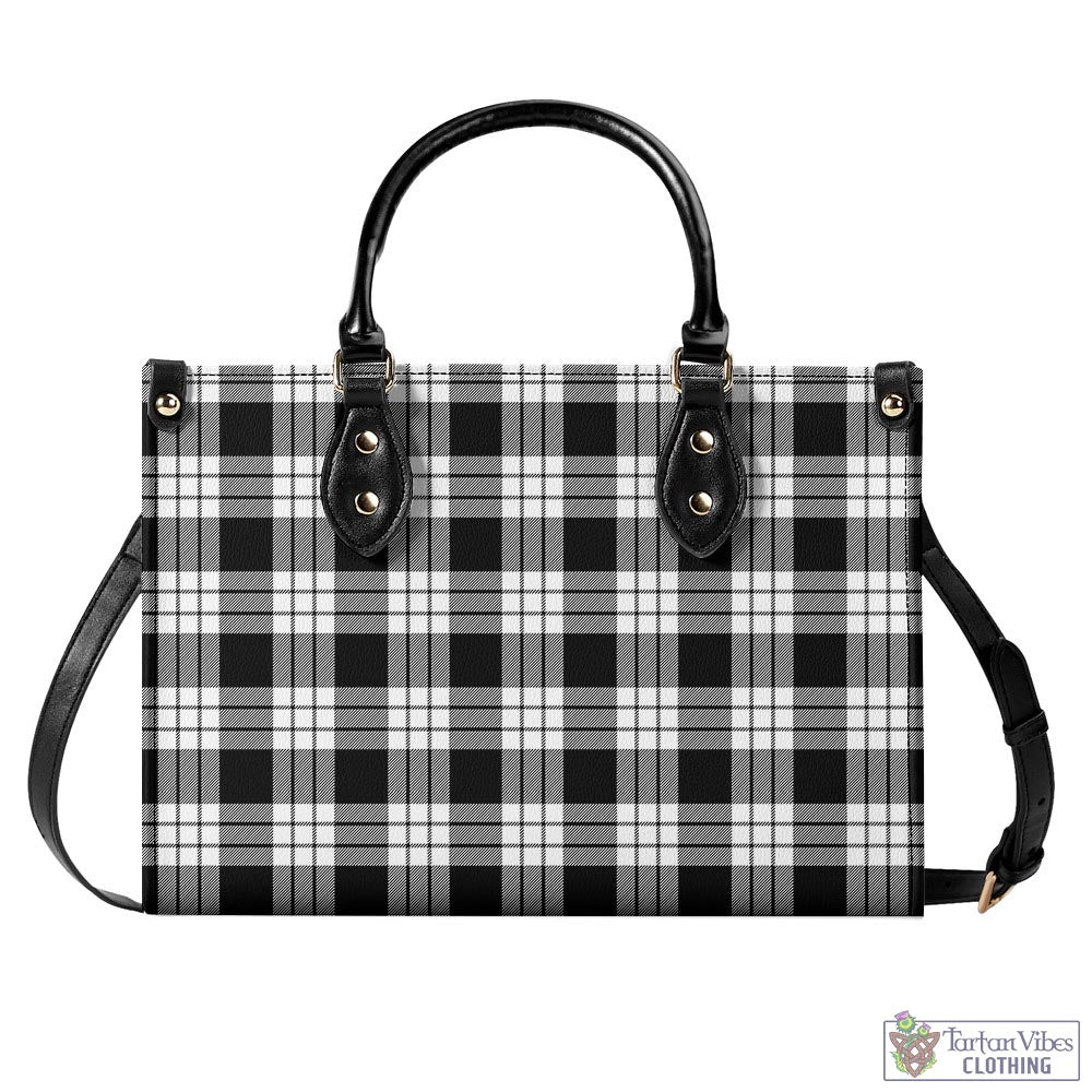 Tartan Vibes Clothing MacFarlane Black White Tartan Luxury Leather Handbags