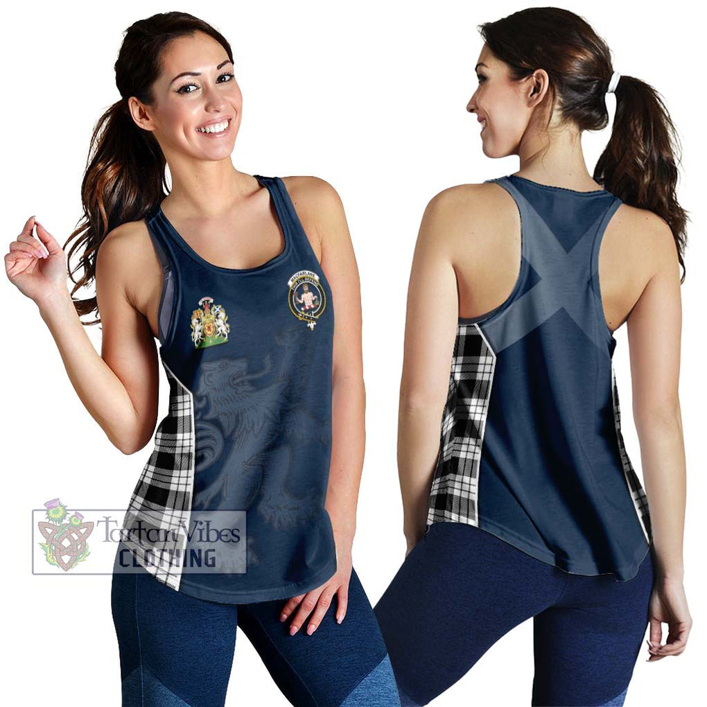 MacFarlane Black White Tartan Women's Racerback Tanks with Family Crest and Lion Rampant Vibes Sport Style 4XL - Tartan Vibes Clothing