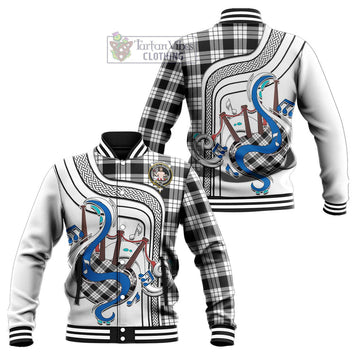 MacFarlane Black White Tartan Baseball Jacket with Epic Bagpipe Style