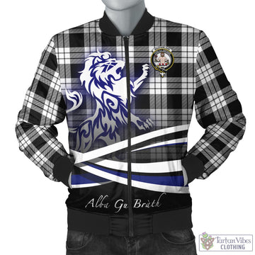 MacFarlane Black White Tartan Bomber Jacket with Alba Gu Brath Regal Lion Emblem