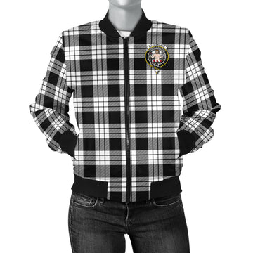 MacFarlane Black White Tartan Bomber Jacket with Family Crest