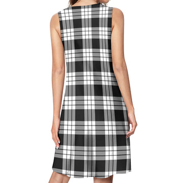 MacFarlane Black White Tartan Womens Casual Dresses