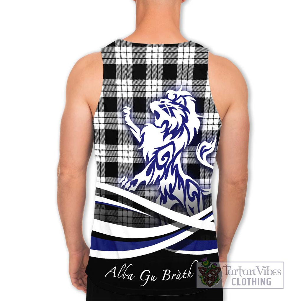 MacFarlane Black White Tartan Men's Tank Top with Alba Gu Brath Regal Lion Emblem - Tartanvibesclothing Shop