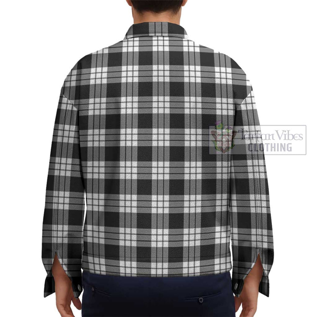 MacFarlane Black White Tartan Unisex Lapel Cotton Jacket - Tartan Vibes Clothing