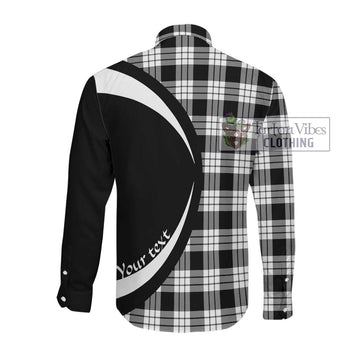 MacFarlane Black White Tartan Long Sleeve Button Up with Family Crest Circle Style