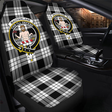 MacFarlane Black White Tartan Car Seat Cover with Family Crest