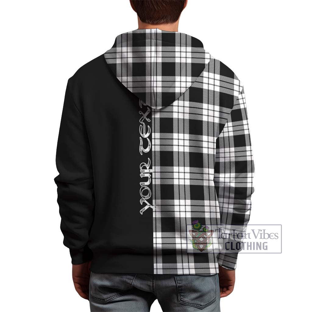 Tartan Vibes Clothing MacFarlane Black White Tartan Hoodie with Family Crest and Half Of Me Style