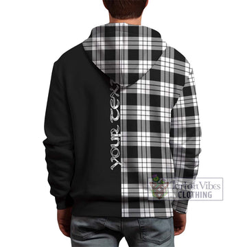 MacFarlane Black White Tartan Hoodie with Family Crest and Half Of Me Style