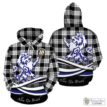 MacFarlane Black White Tartan Hoodie with Alba Gu Brath Regal Lion Emblem