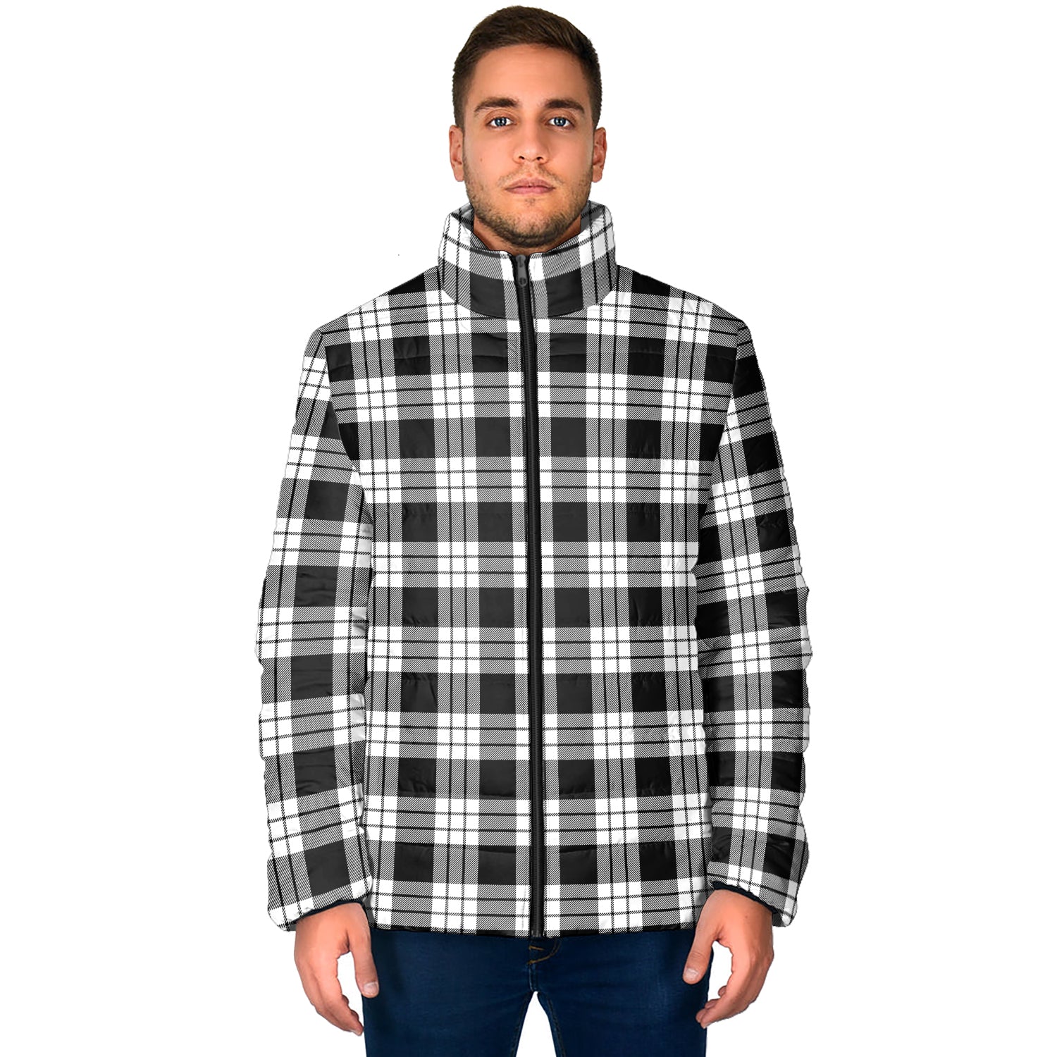 MacFarlane Black White Tartan Padded Jacket - Tartan Vibes Clothing