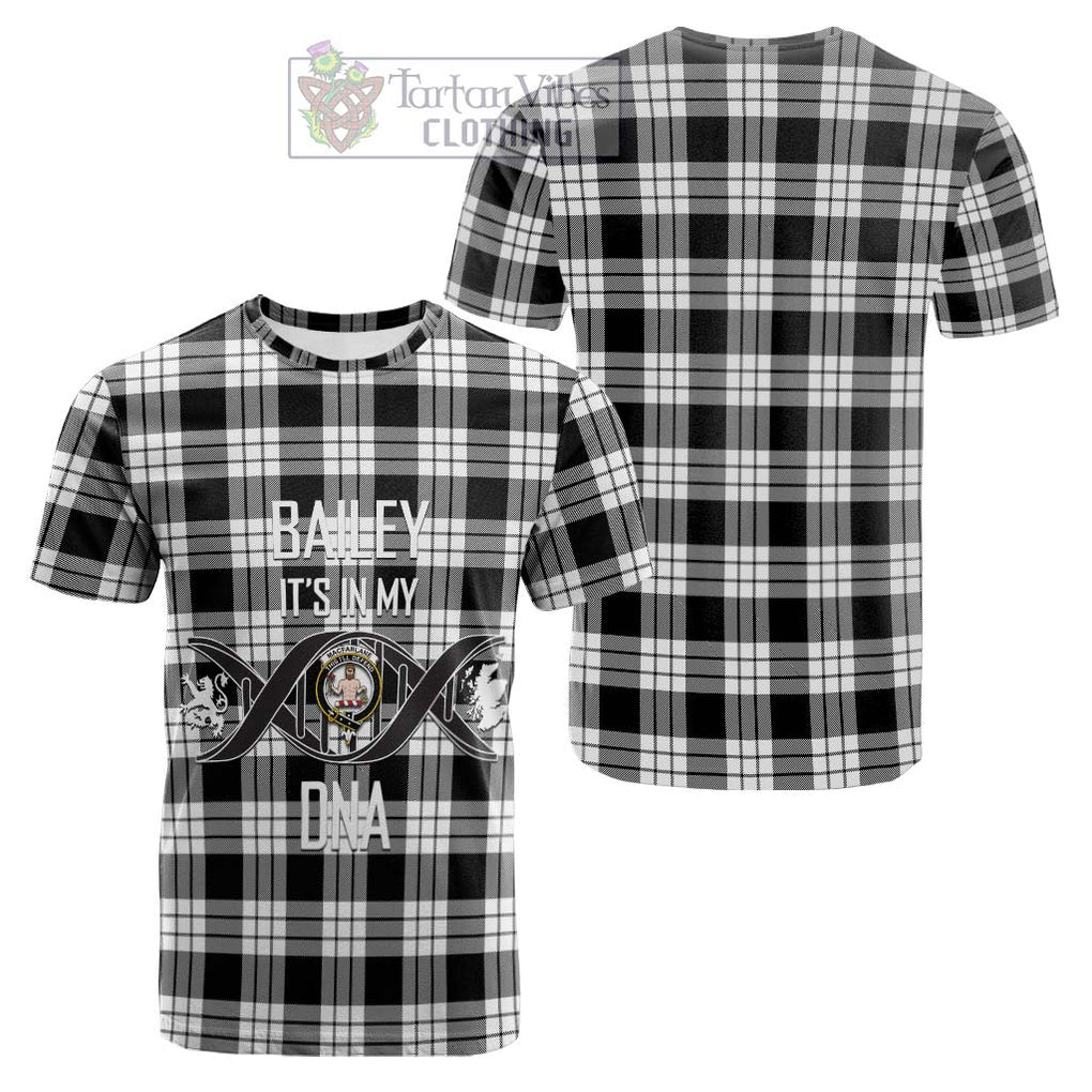 Tartan Vibes Clothing MacFarlane Black White Tartan Cotton T-shirt with Family Crest DNA In Me Style