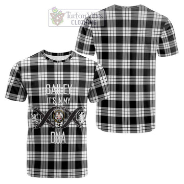 MacFarlane Black White Tartan Cotton T-shirt with Family Crest DNA In Me Style