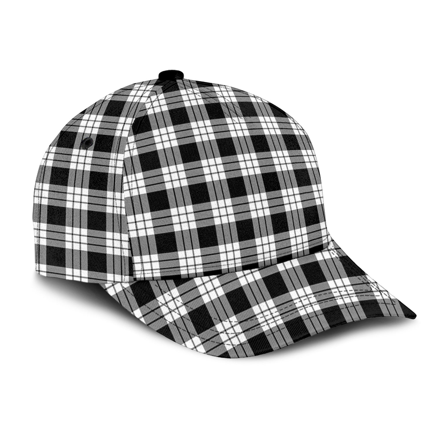 MacFarlane Black White Tartan Classic Cap - Tartan Vibes Clothing