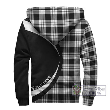 MacFarlane Black White Tartan Sherpa Hoodie with Family Crest Circle Style