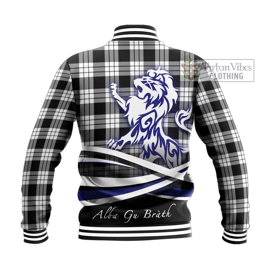 MacFarlane Black White Tartan Baseball Jacket with Alba Gu Brath Regal Lion Emblem - Tartanvibesclothing Shop