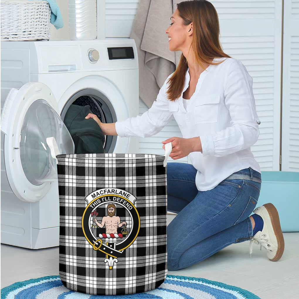 MacFarlane Black White Tartan Laundry Basket with Family Crest - Tartanvibesclothing Shop