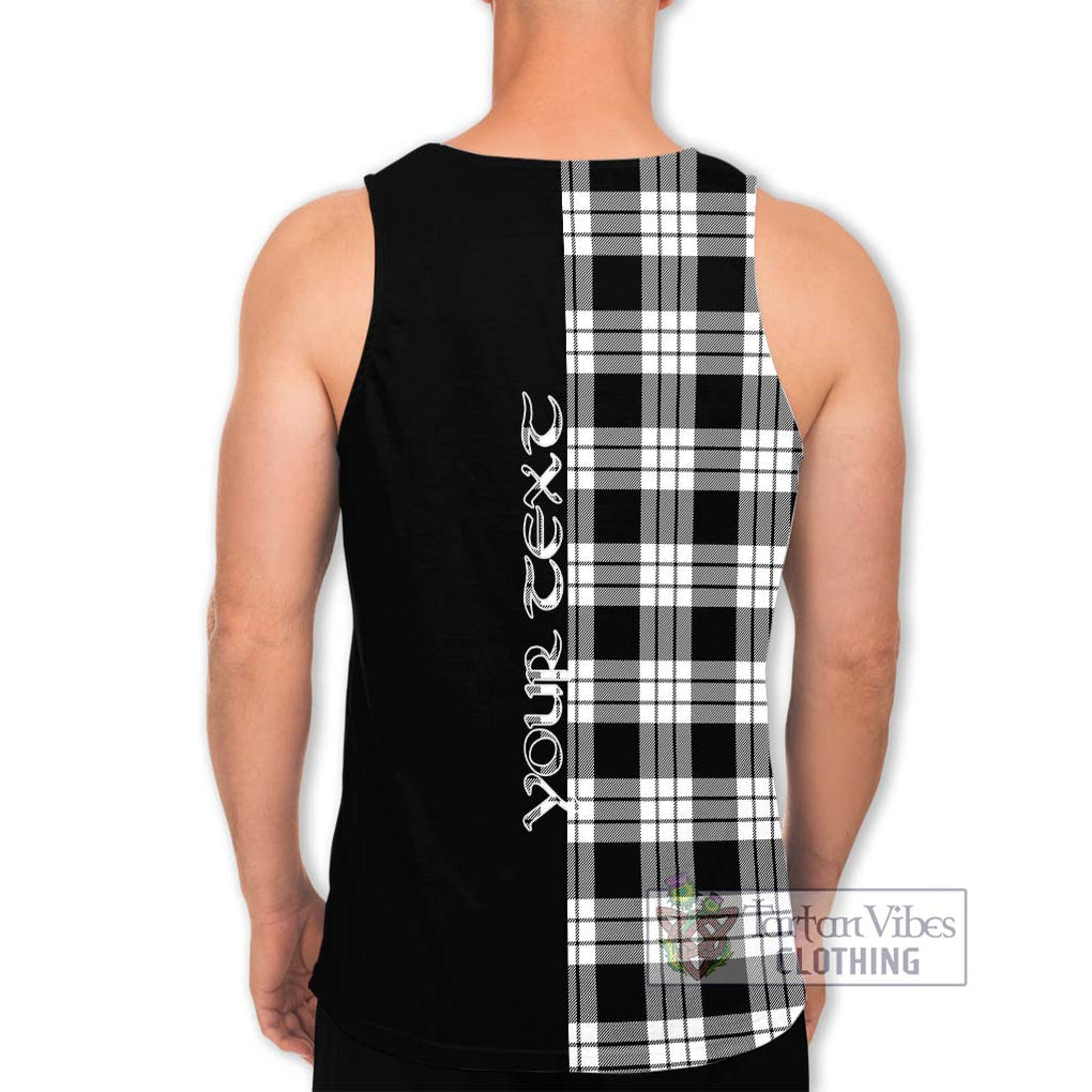 MacFarlane Black White Tartan Men's Tank Top with Family Crest and Half Of Me Style - Tartanvibesclothing Shop