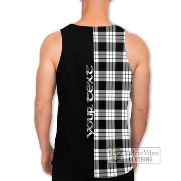 MacFarlane Black White Tartan Men's Tank Top with Family Crest and Half Of Me Style