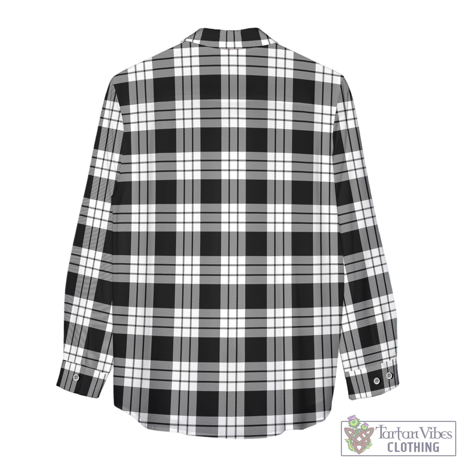 Tartan Vibes Clothing MacFarlane Black White Tartan Womens Casual Shirt with Family Crest