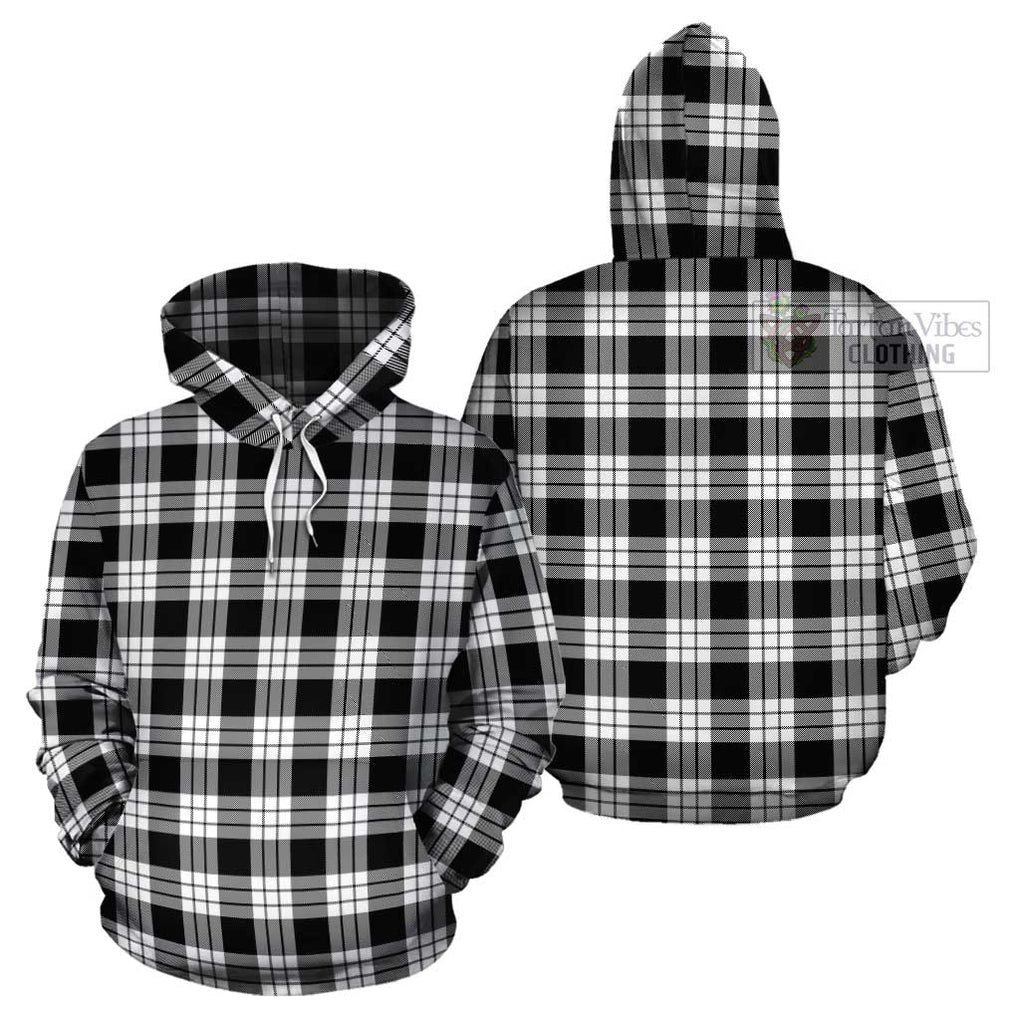 MacFarlane Black White Tartan Cotton Hoodie Pullover Hoodie - Tartan Vibes Clothing