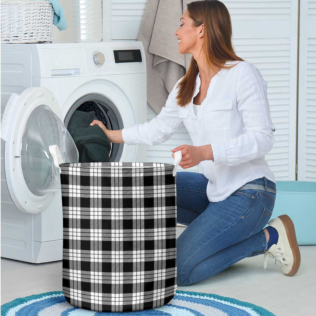 MacFarlane Black White Tartan Laundry Basket - Tartanvibesclothing Shop