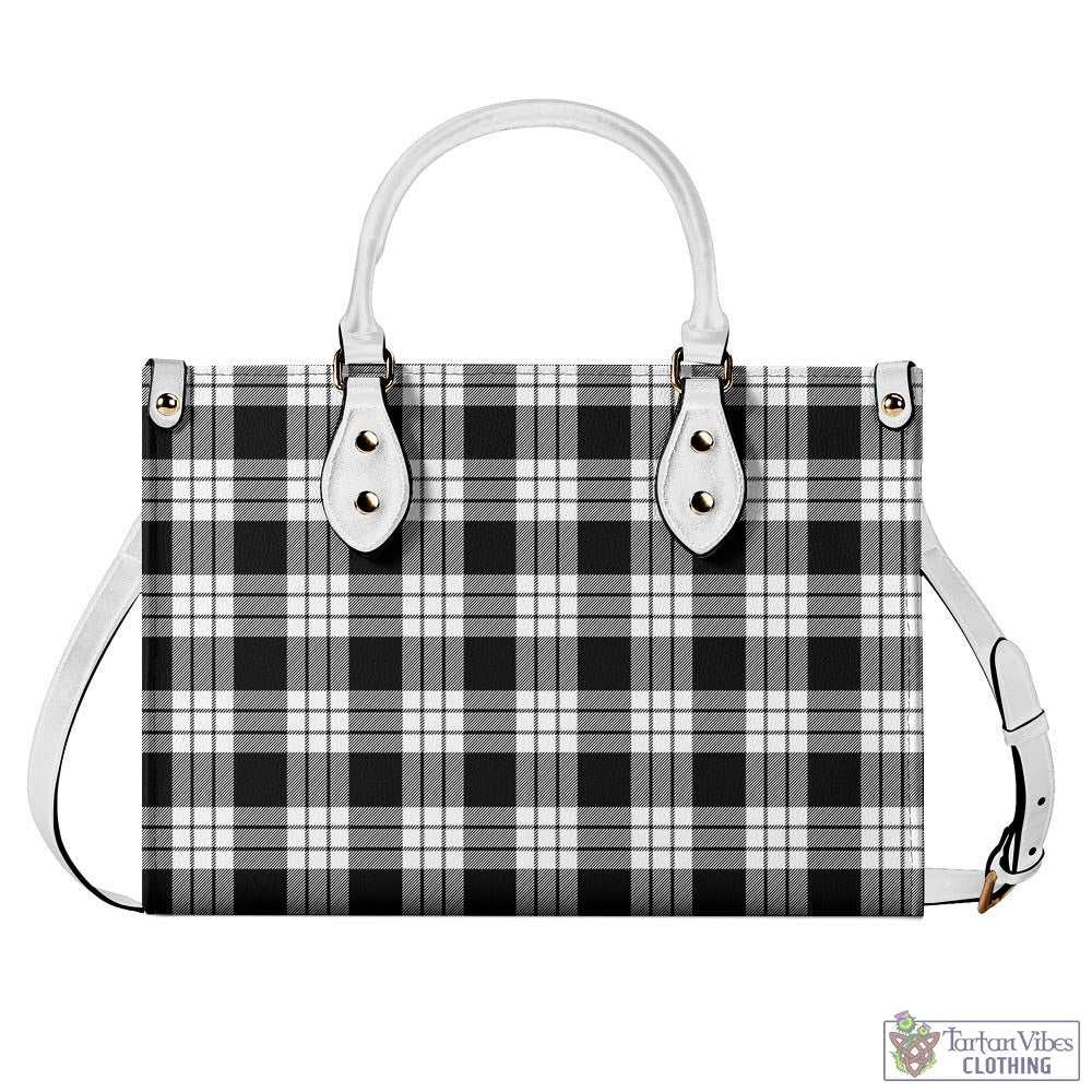 Tartan Vibes Clothing MacFarlane Black White Tartan Luxury Leather Handbags