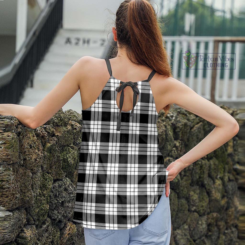 Tartan Vibes Clothing MacFarlane Black White Tartan Loose Halter Neck Camisole