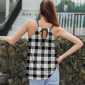 MacFarlane Black White Tartan Loose Halter Neck Camisole