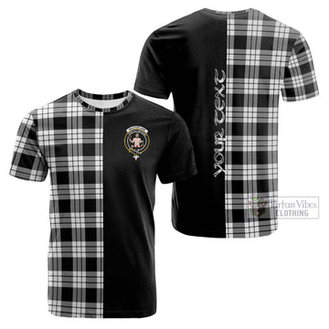 MacFarlane Black White Tartan Cotton T-shirt with Family Crest and Half Of Me Style