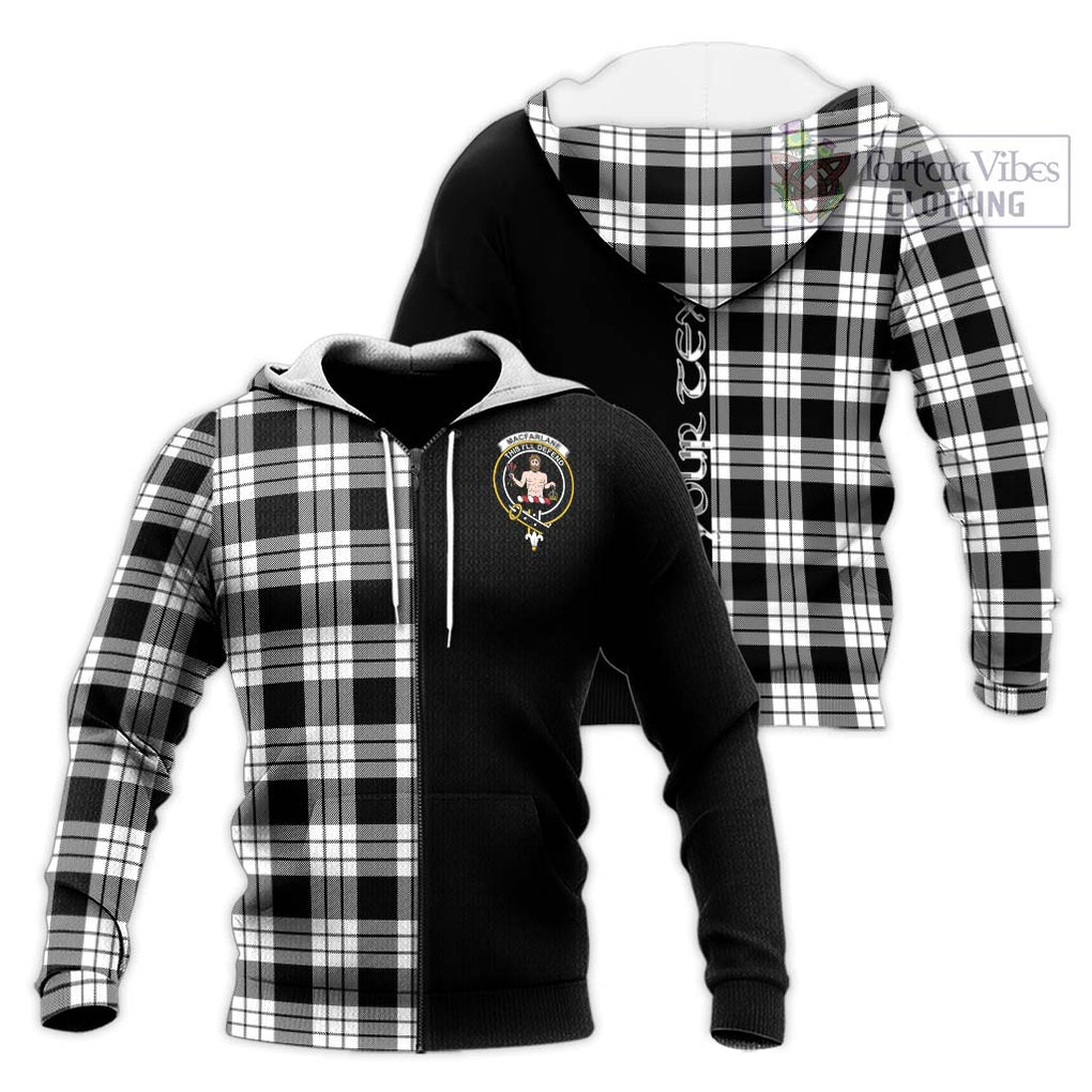 MacFarlane Black White Tartan Knitted Hoodie with Family Crest and Half Of Me Style Unisex Knitted Zip Hoodie - Tartanvibesclothing Shop