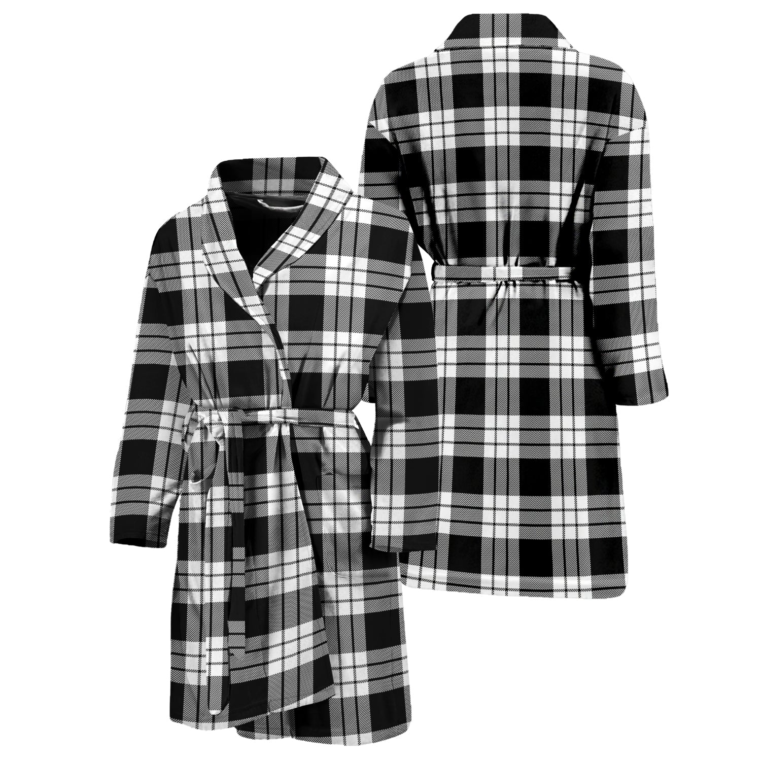 MacFarlane Black White Tartan Bathrobe Unisex M - Tartan Vibes Clothing