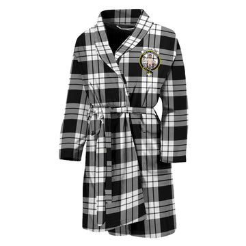 MacFarlane Black White Tartan Bathrobe with Family Crest