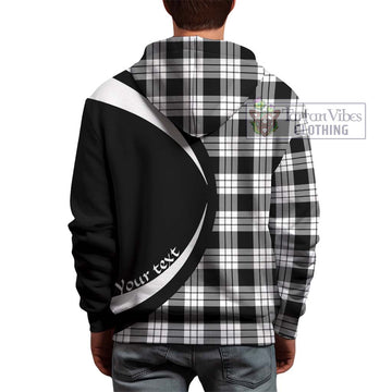 MacFarlane Black White Tartan Hoodie with Family Crest Circle Style