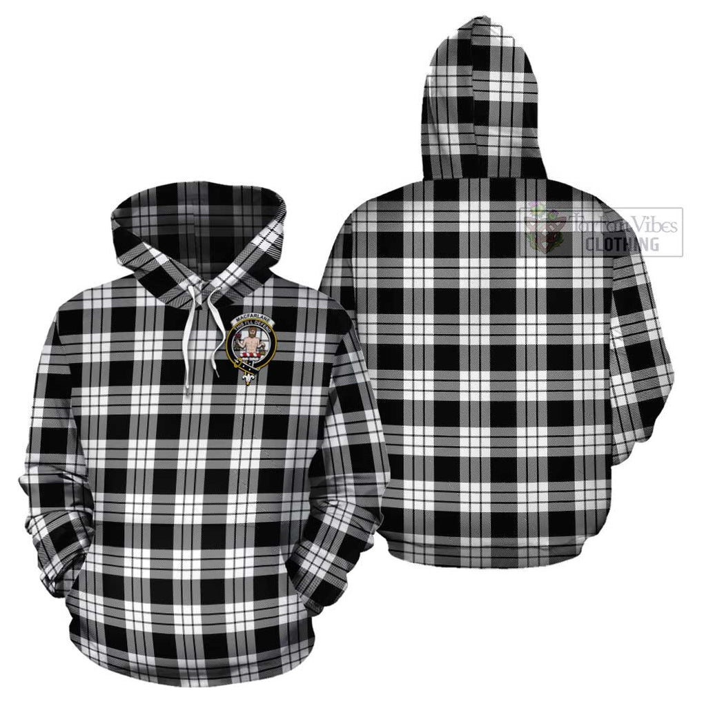 MacFarlane Black White Tartan Cotton Hoodie with Family Crest Pullover Hoodie - Tartan Vibes Clothing