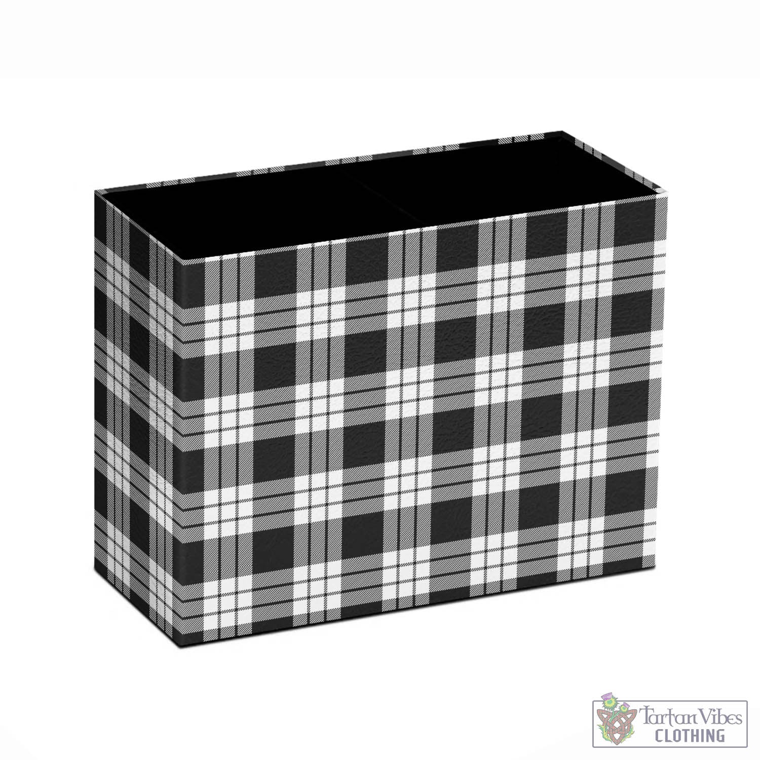 Tartan Vibes Clothing MacFarlane Black White Tartan Pen Holder