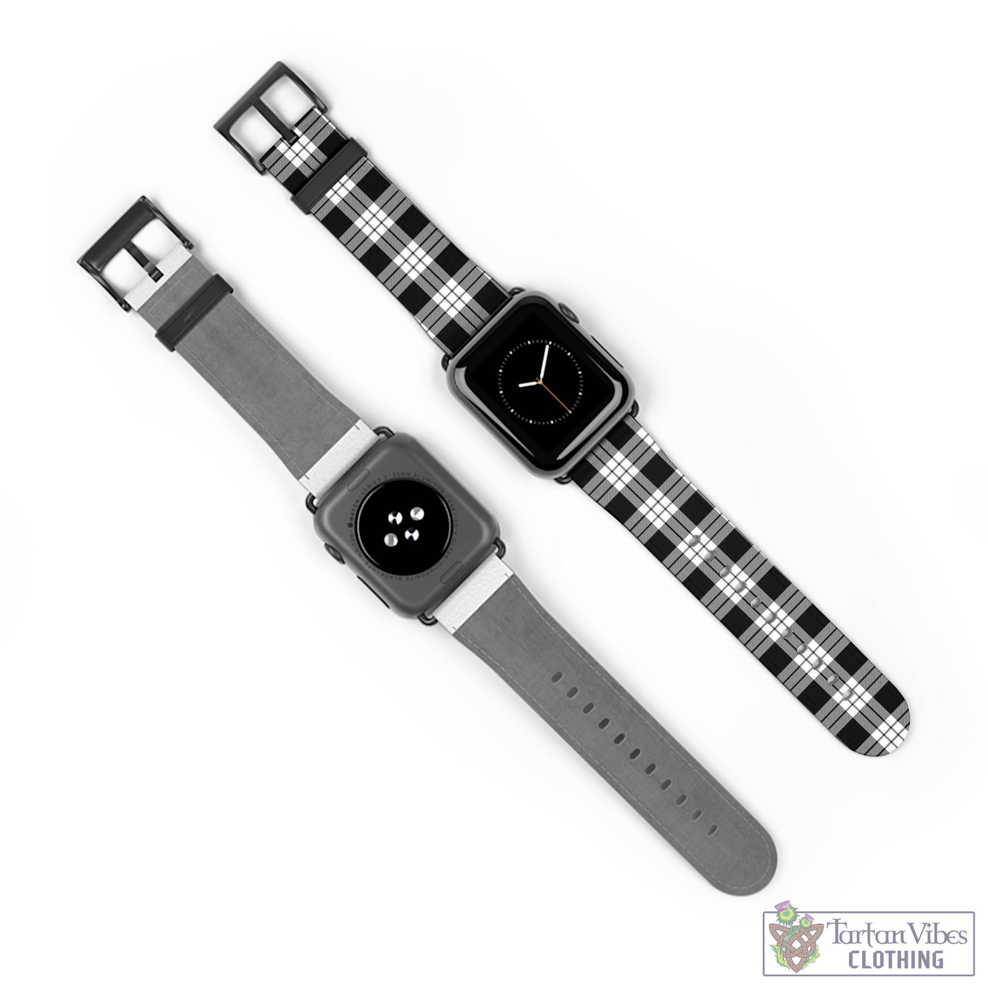 Tartan Vibes Clothing MacFarlane Black White Tartan Watch Band