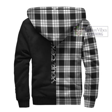 MacFarlane Black White Tartan Sherpa Hoodie with Family Crest and Half Of Me Style