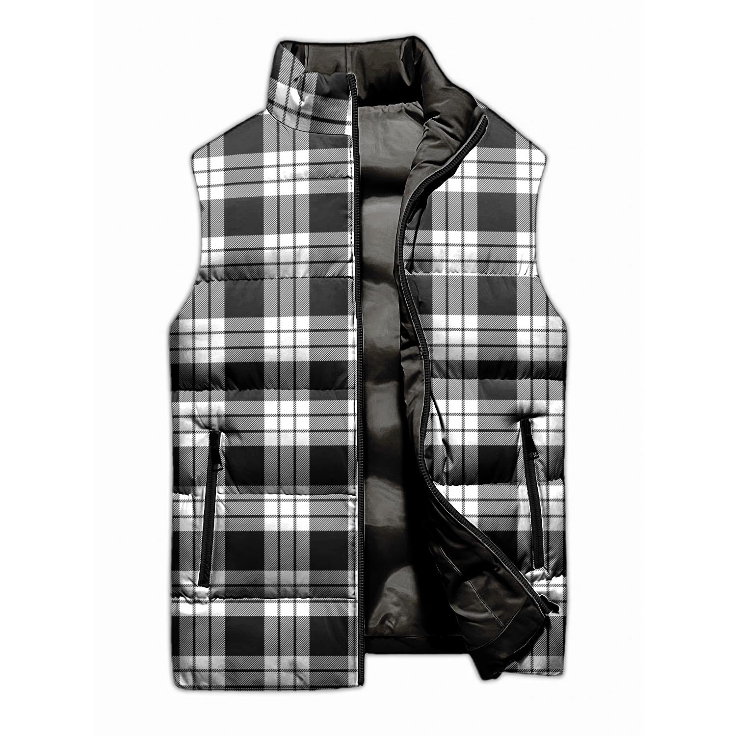 MacFarlane Black White Tartan Sleeveless Puffer Jacket - Tartanvibesclothing