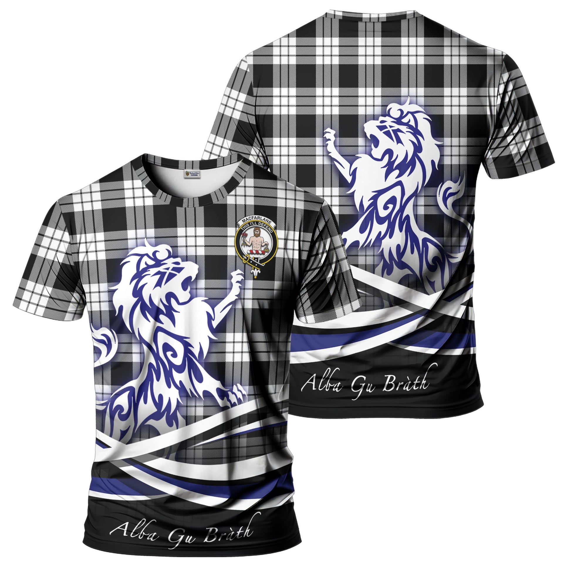 macfarlane-black-white-tartan-t-shirt-with-alba-gu-brath-regal-lion-emblem