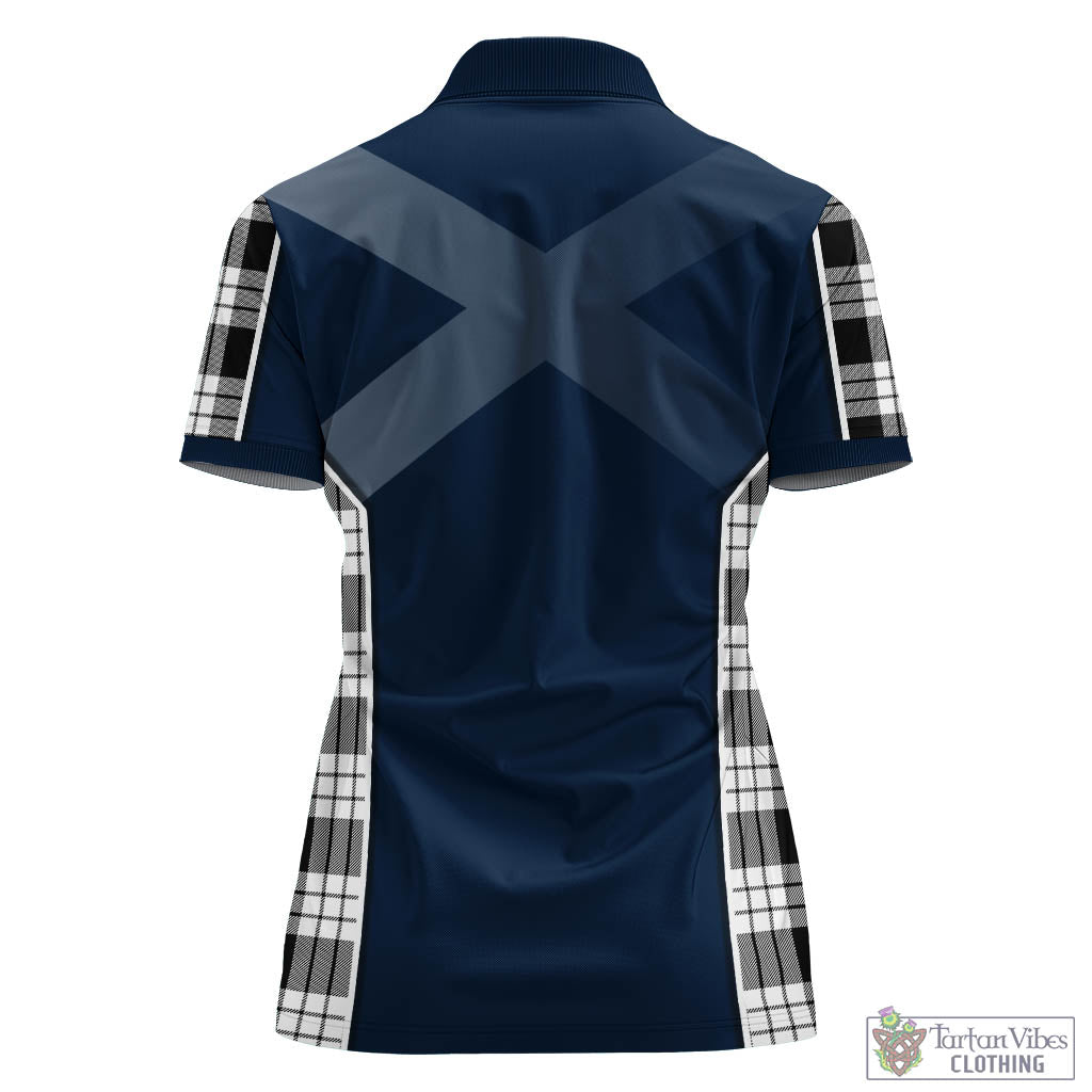 Tartan Vibes Clothing MacFarlane Black White Tartan Women's Polo Shirt with Family Crest and Scottish Thistle Vibes Sport Style