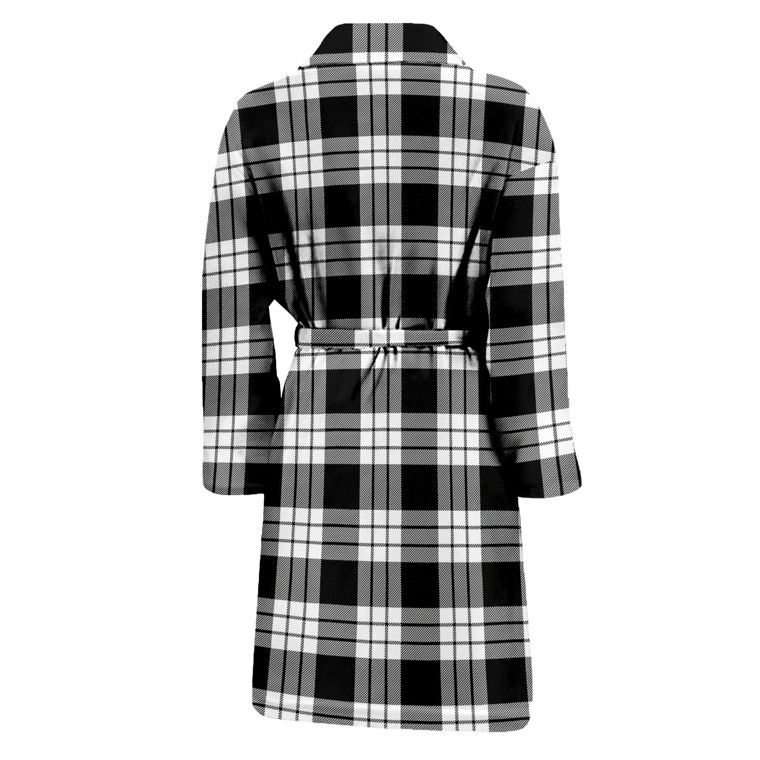 MacFarlane Black White Tartan Bathrobe with Family Crest - Tartan Vibes Clothing