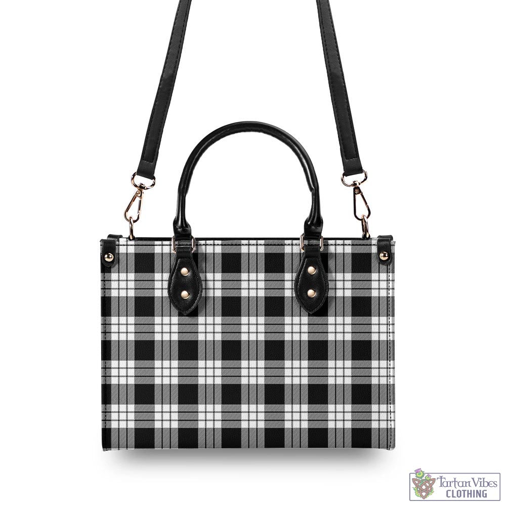 Tartan Vibes Clothing MacFarlane Black White Tartan Luxury Leather Handbags