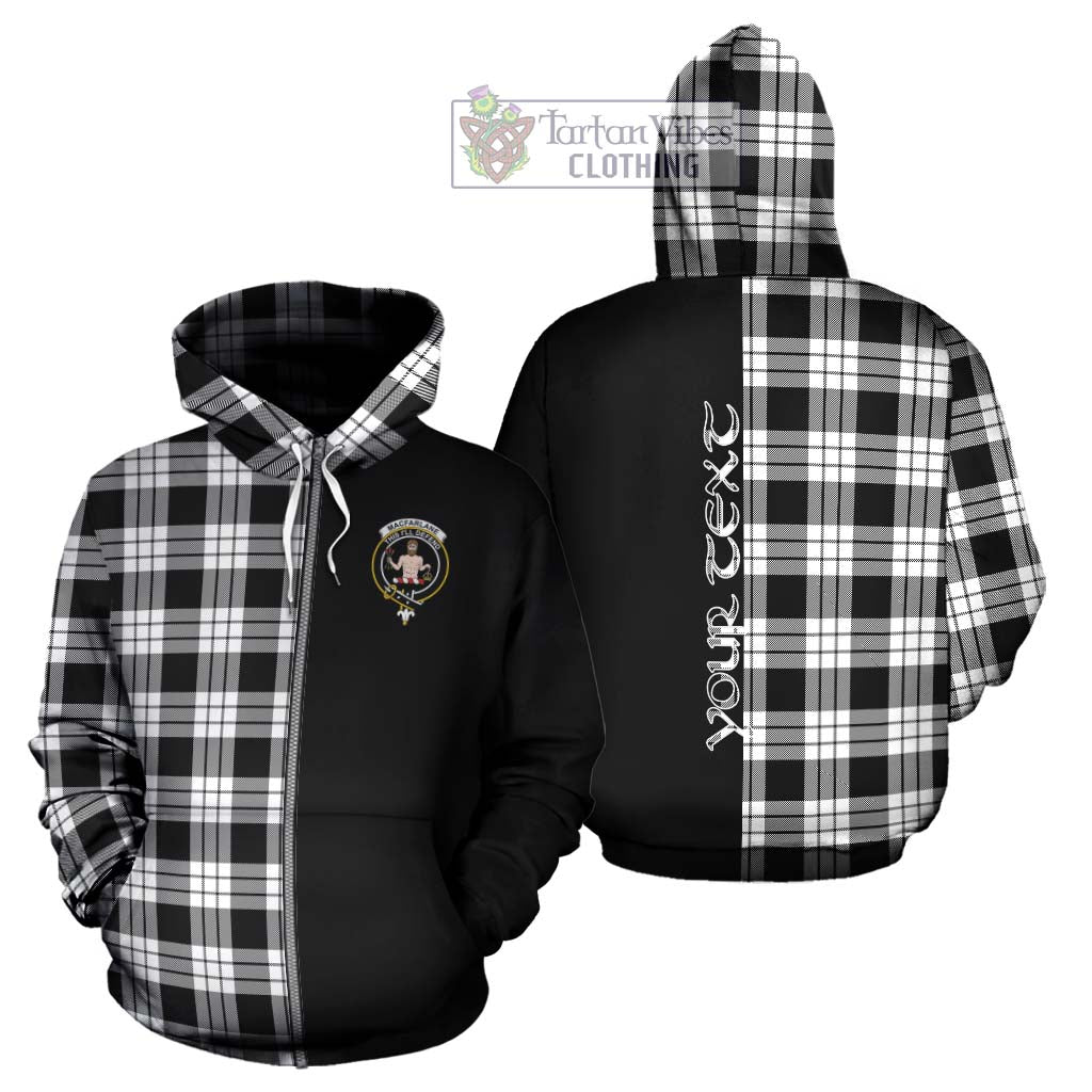 Tartan Vibes Clothing MacFarlane Black White Tartan Hoodie with Family Crest and Half Of Me Style