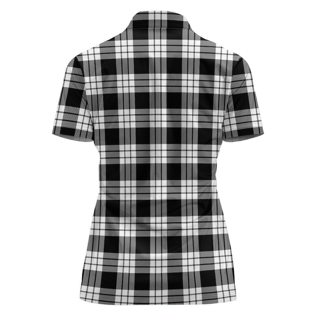 macfarlane-black-white-tartan-polo-shirt-with-family-crest-for-women