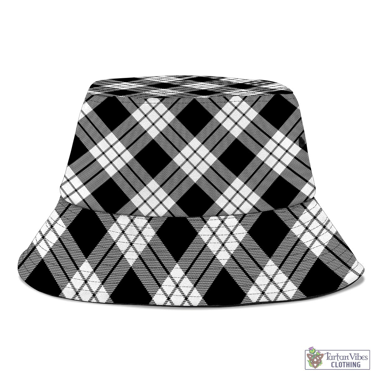 Tartan Vibes Clothing MacFarlane Black White Tartan Bucket Hat