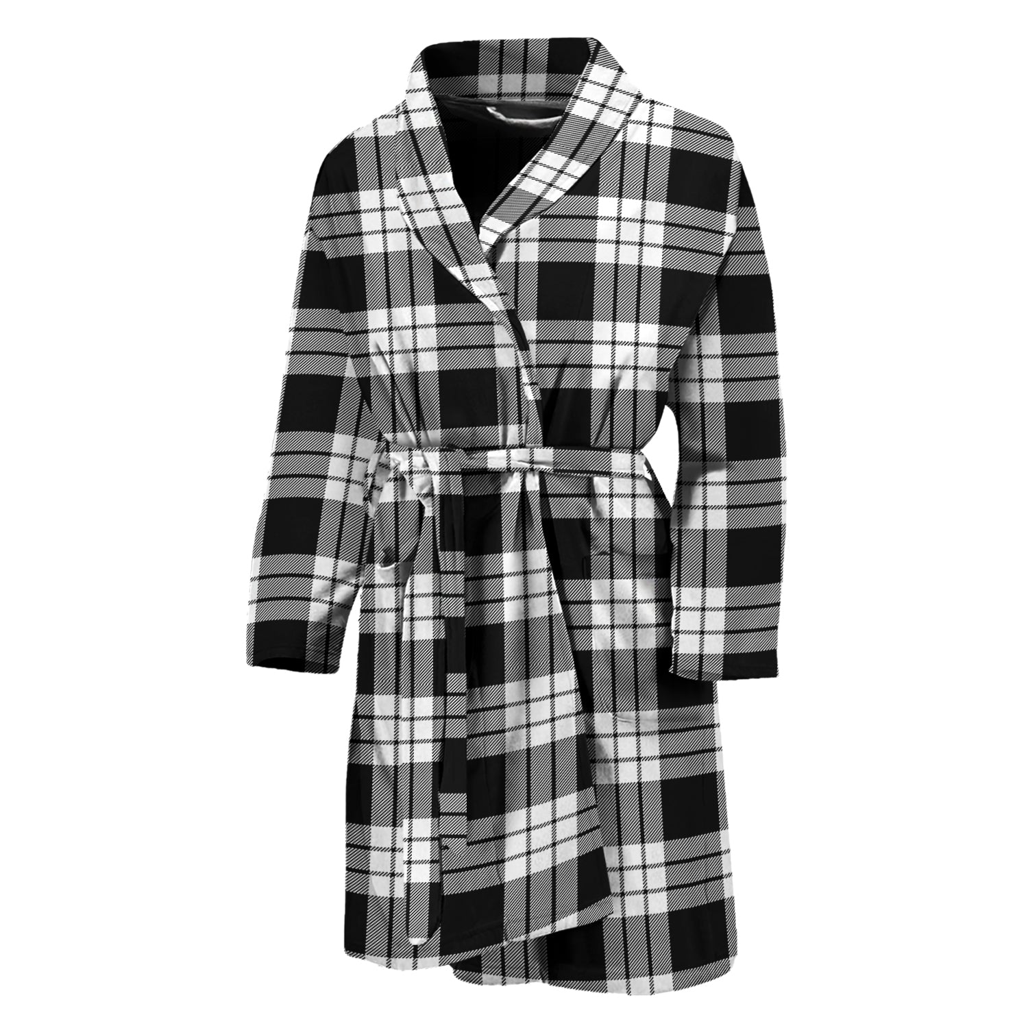 MacFarlane Black White Tartan Bathrobe - Tartan Vibes Clothing