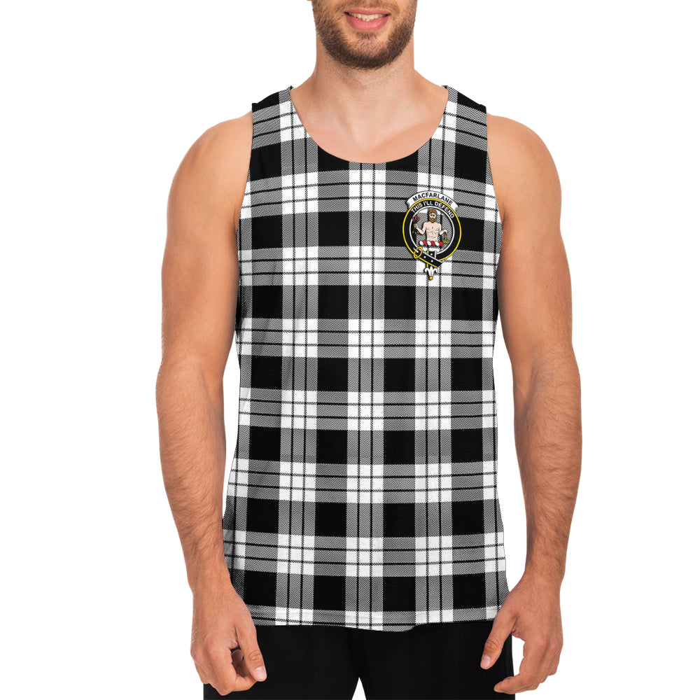 macfarlane-black-white-tartan-mens-tank-top-with-family-crest